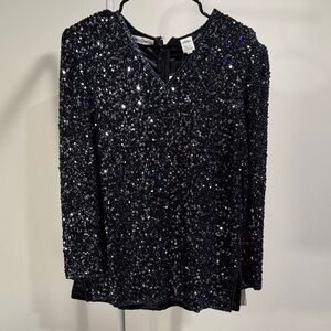 Scala Black Sequin Blouse